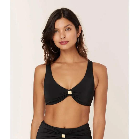Andie Swim The Dalia Top Black Eco Nylon Size XL - Picture 1 of 6